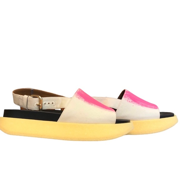 Marni Leather Beige/Hot Pink/Black Sandals, 39/8.5 - Picture 14 of 15